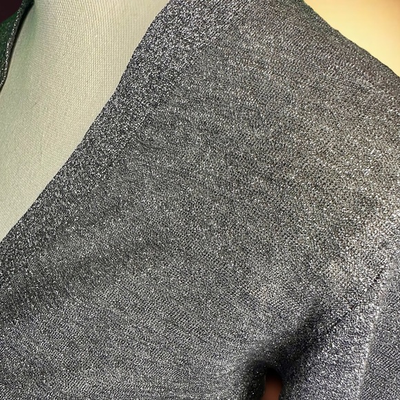 Tory Burch Silver Metallic Shimmer Button Down Long Sleeve Cardigan Size XS - Picture 9 of 10